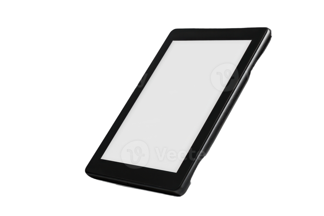 a black tablet with a white screen