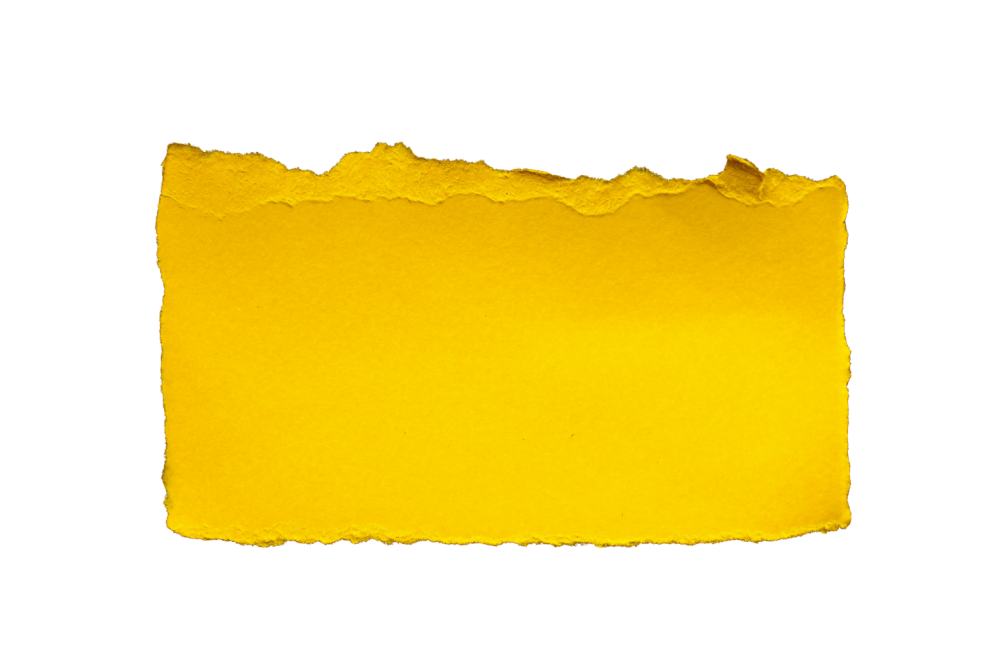 a piece of yellow paper on a white background