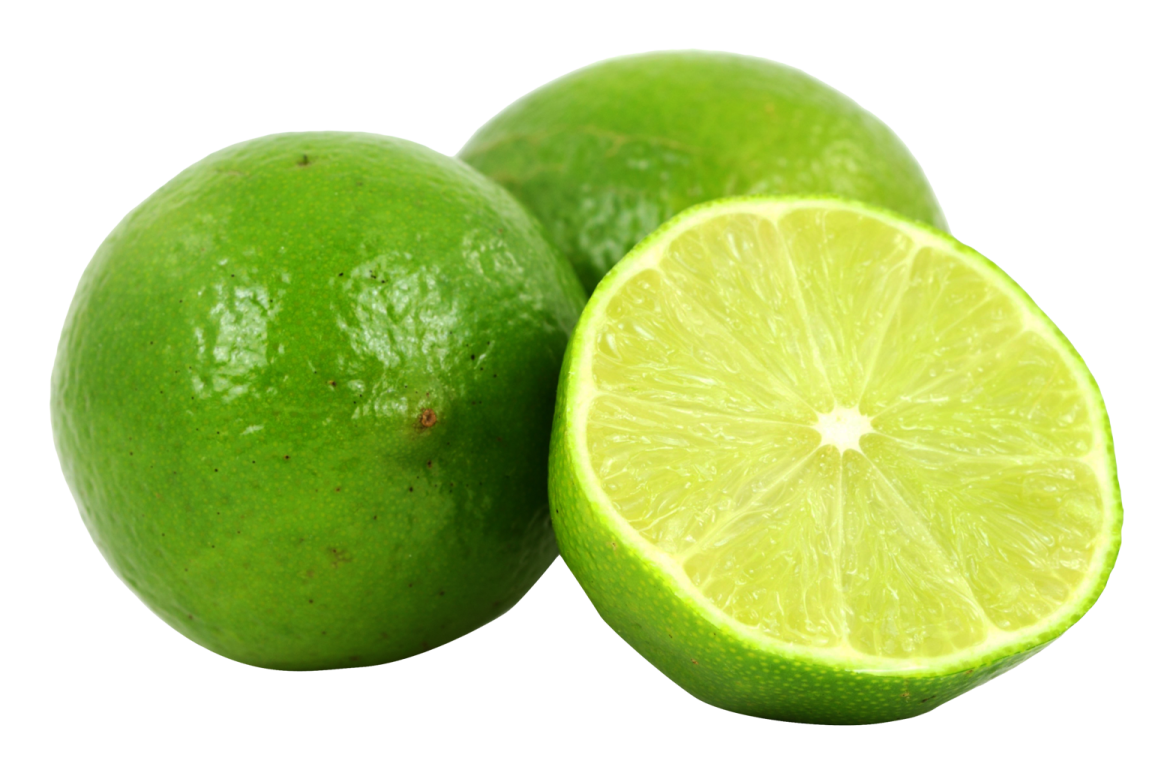 two limes on a white background