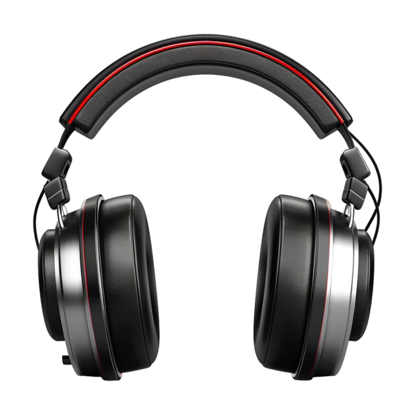 a pair of black and red headphones