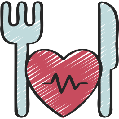 a fork and knife with a heart on it