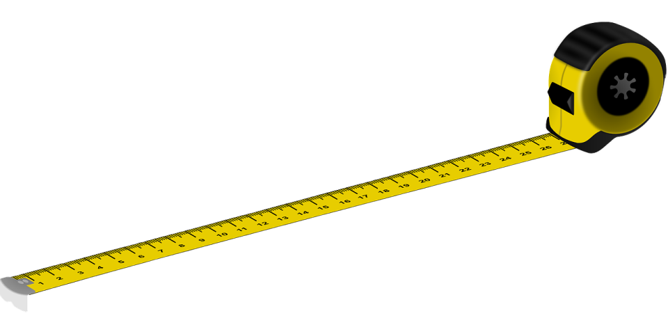 a measuring tape with a black and yellow stripe