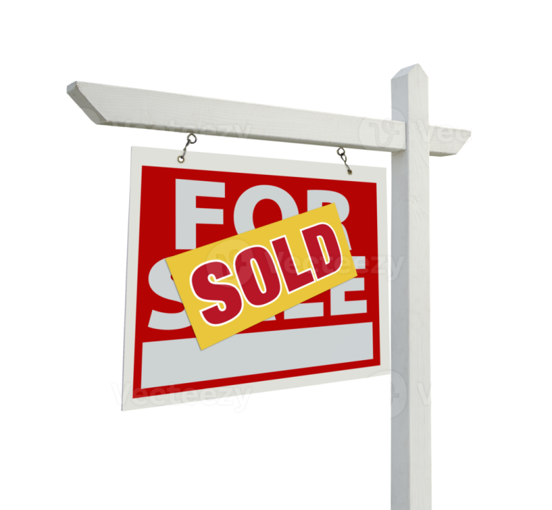 a sold for sale sign on a white background