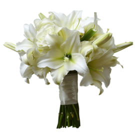 a bouquet with white flowers in it