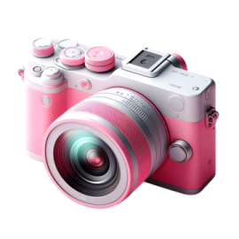 a pink camera on a white background