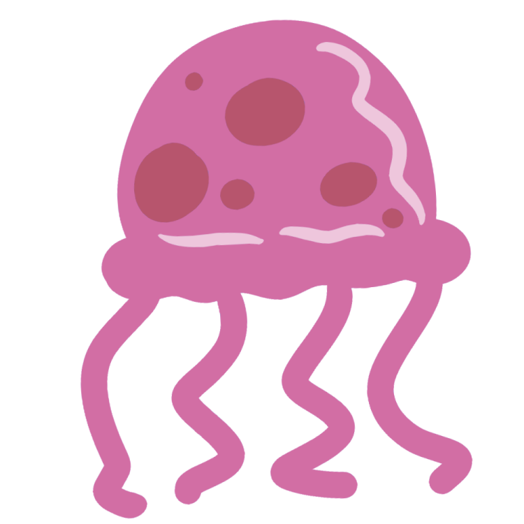 a pink jellyfish on a white background