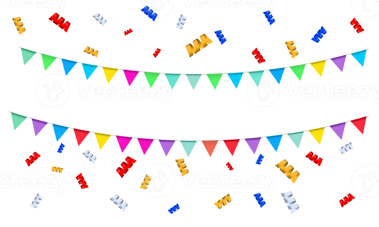 colorful bunting flags and streamers
