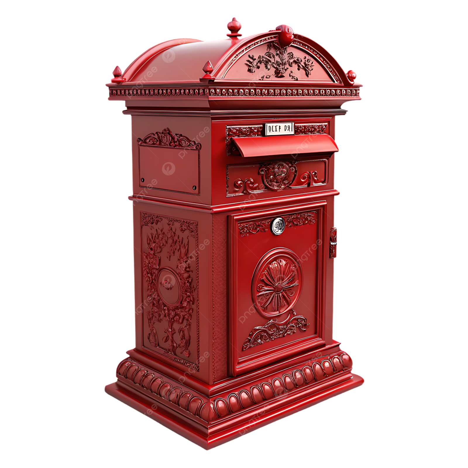 a red mailbox on a white background
