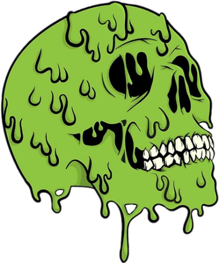 a skull with green paint on it's face