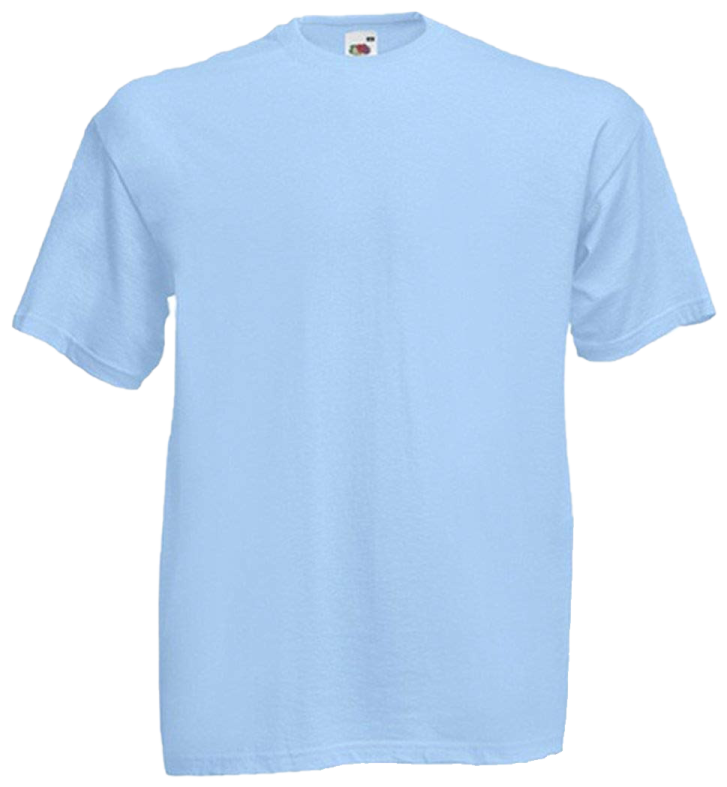 a light blue t - shirt on a white background