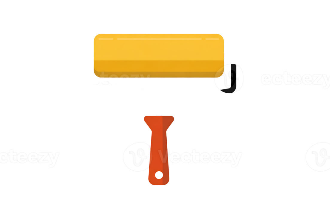 a yellow paint roller on a white background