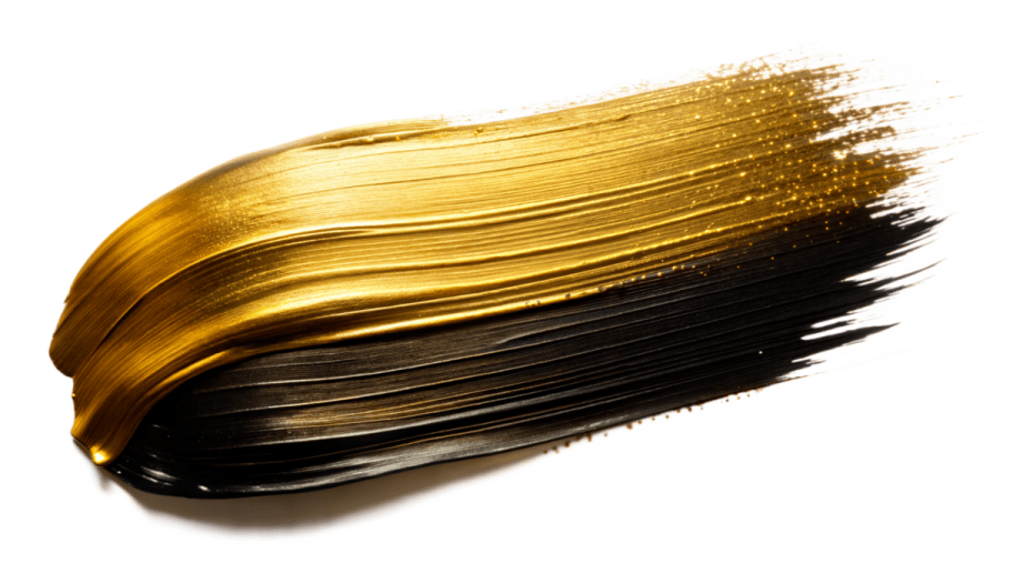 a brush with gold paint on it