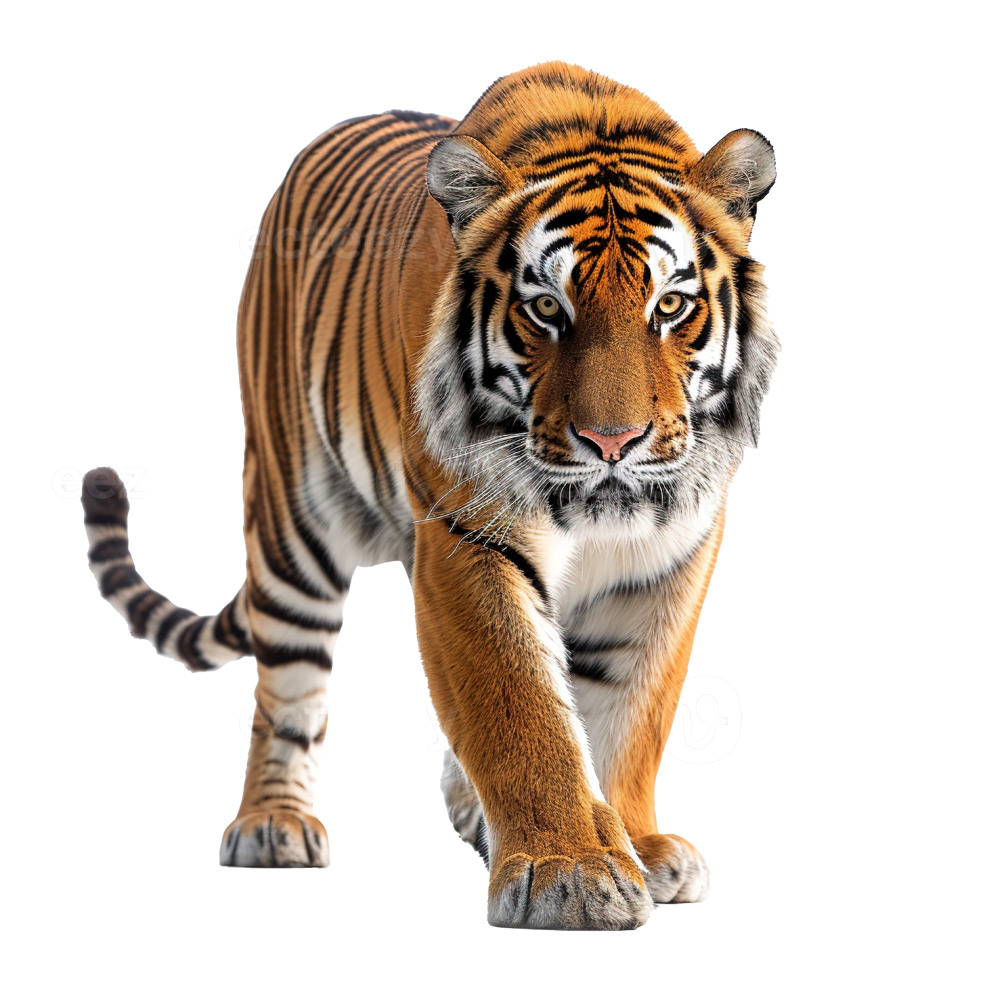 a tiger walking towards the camera