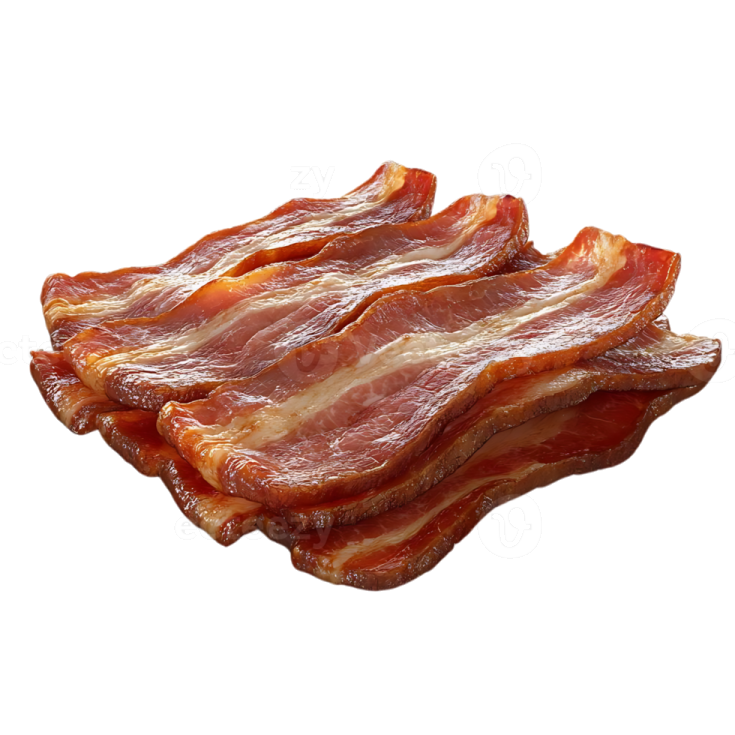 sliced bacon on a white background