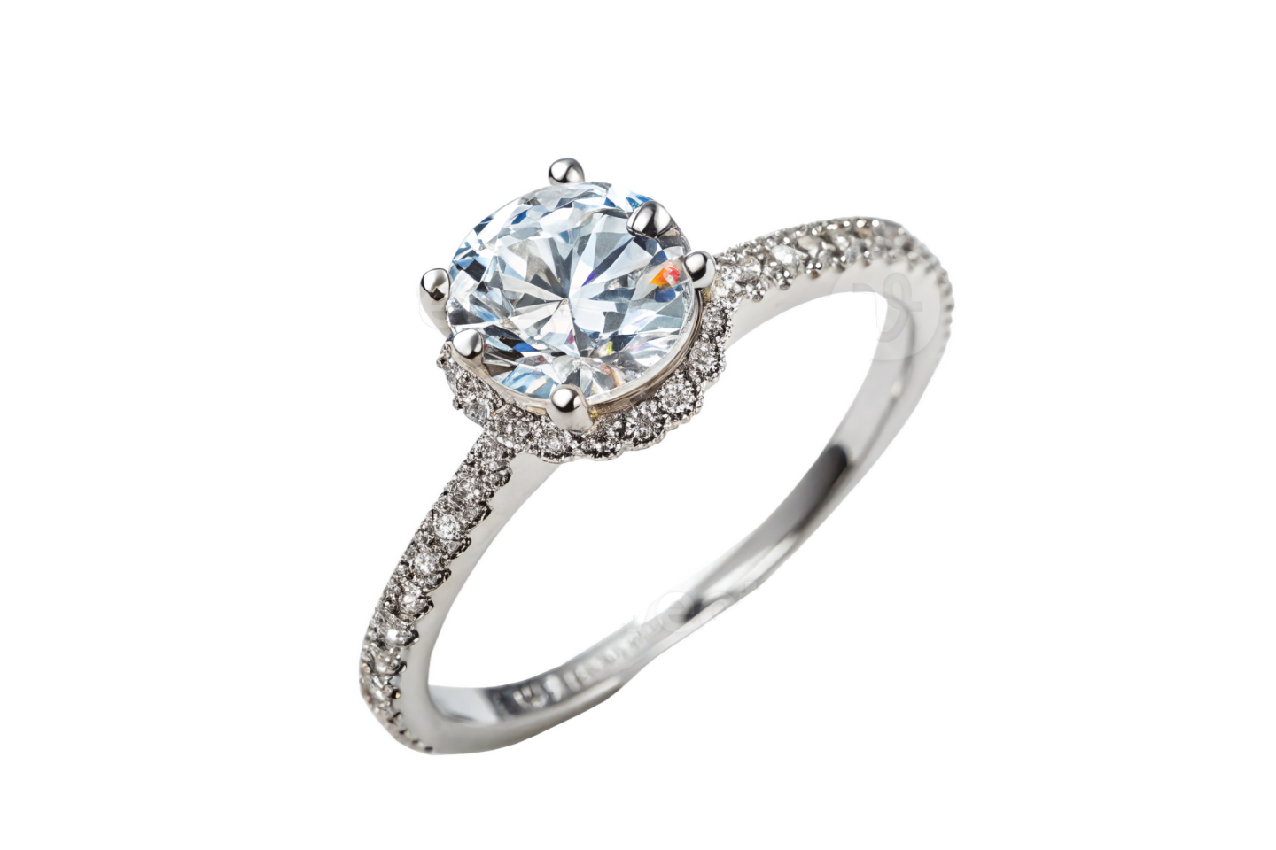 a white gold engagement ring with diamonds