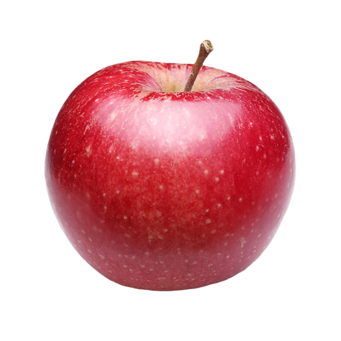 a red apple on a white background