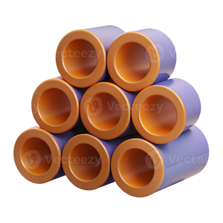 a pile of orange plastic pipes