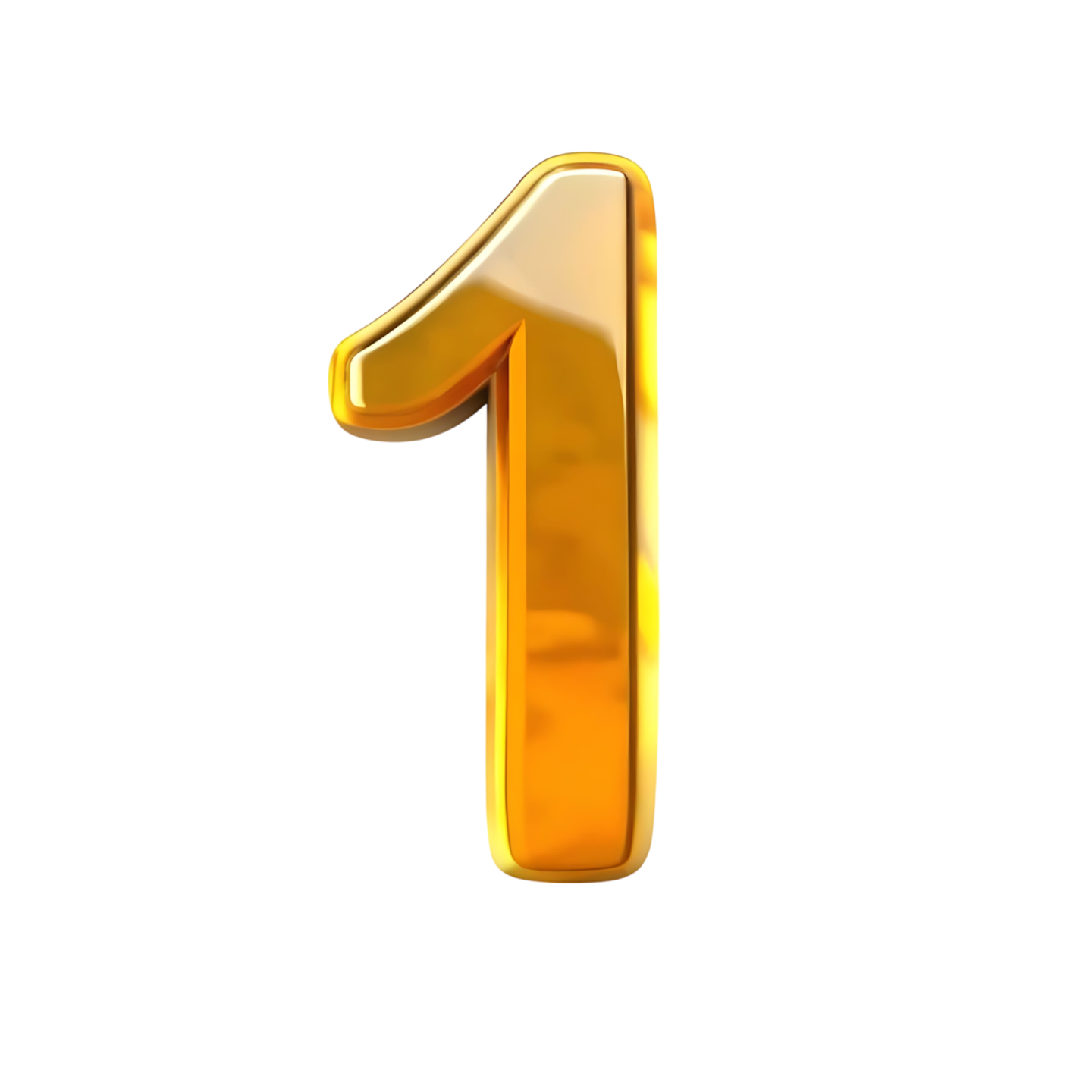 a golden number one on a white background