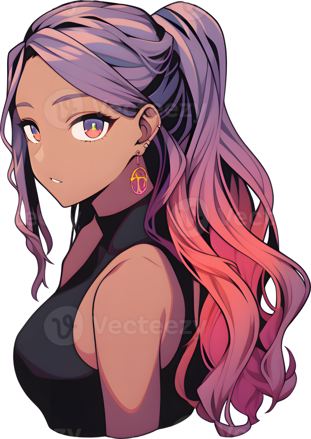 an anime girl with long pink hair