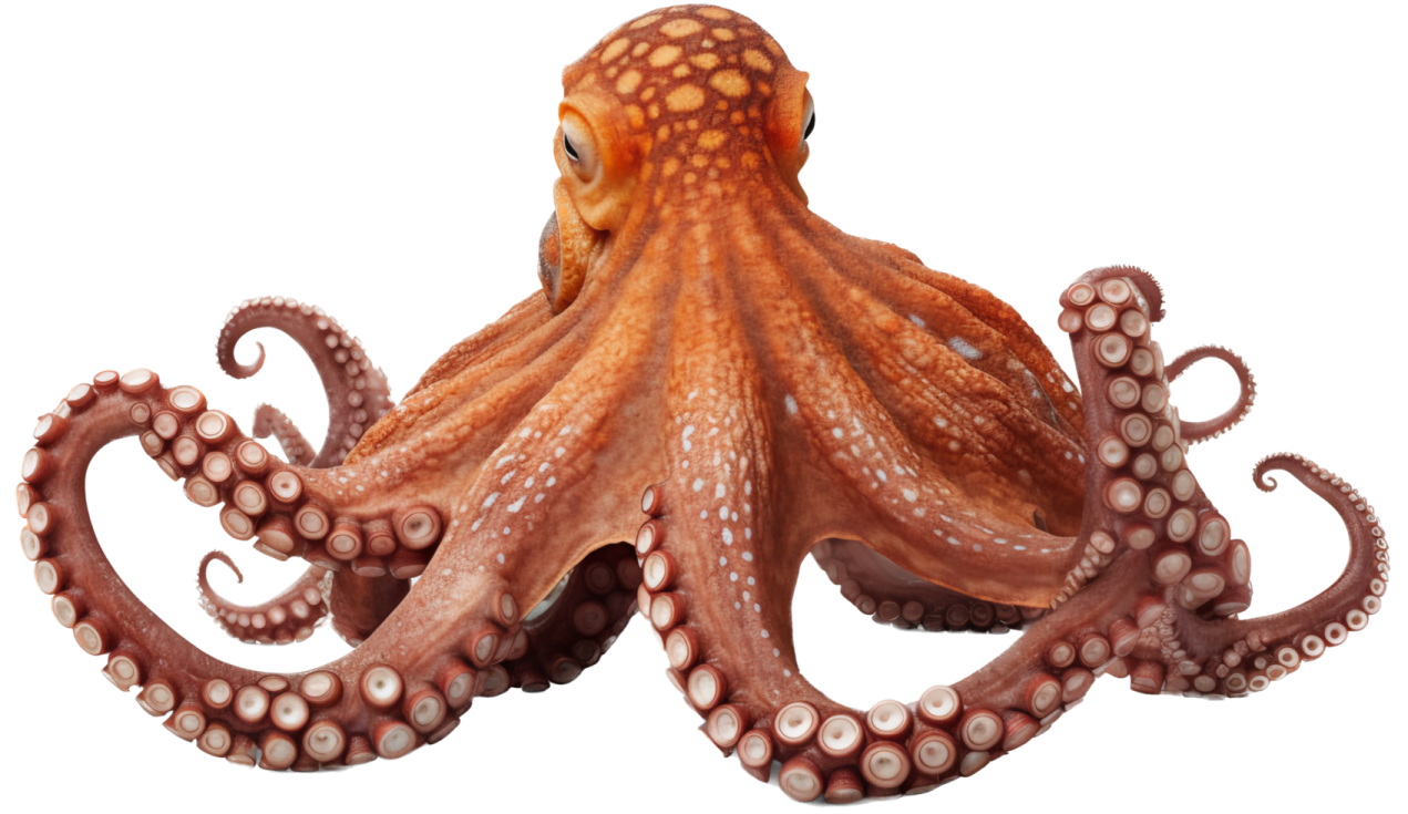 an octopus is sitting on a white surface