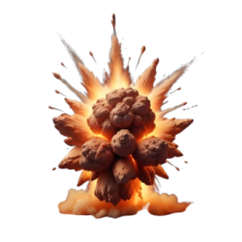 an explosion of fire on a white background