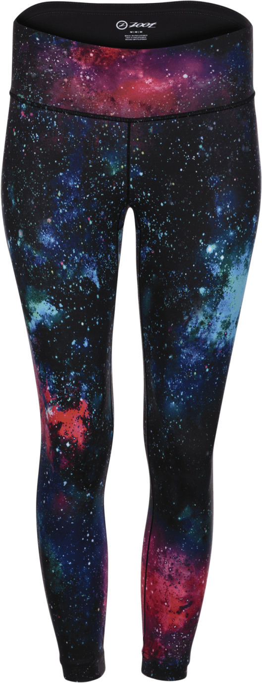 a woman's leggings with colorful galaxy print