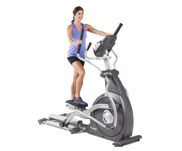 a woman on an exercise bike