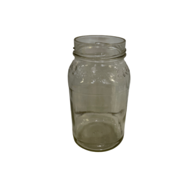 a glass jar with a white background