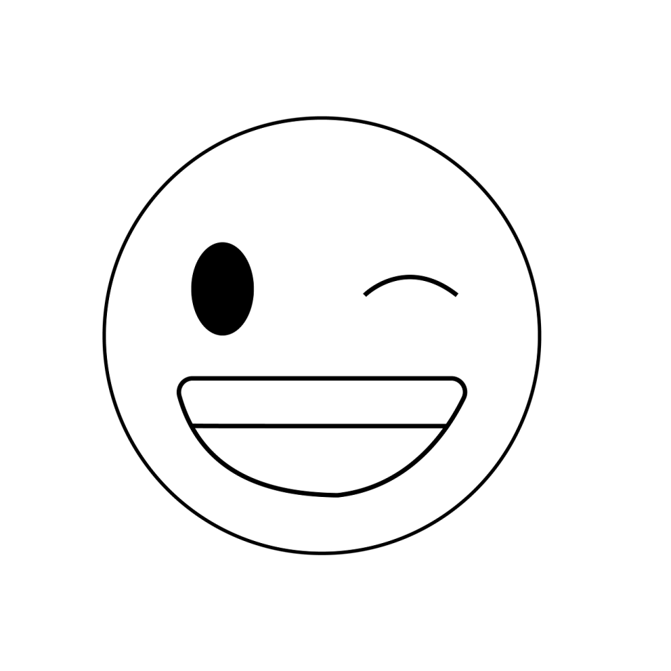 a black and white image of a smiley face