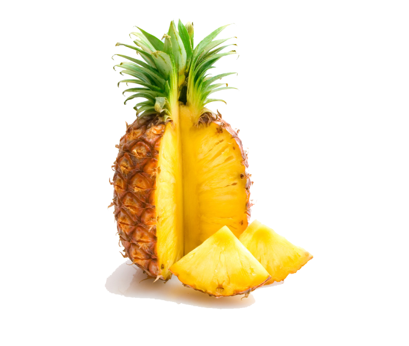 a sliced pineapple on a white background
