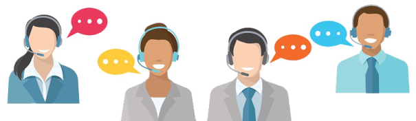 a group of people wearing headsets