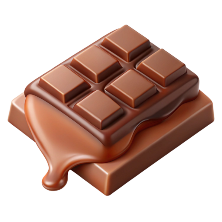 a piece of chocolate on a white background