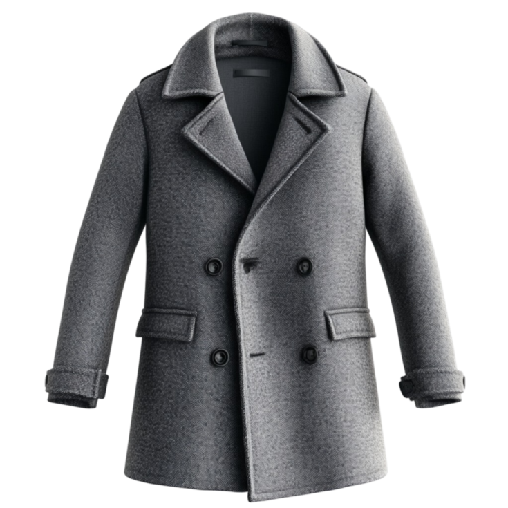 a grey coat on a white background