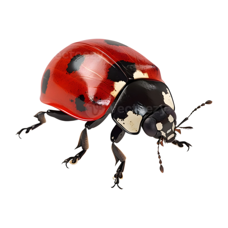 a ladybird beetle on a white background