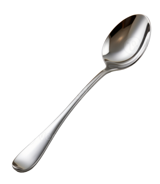 a silver spoon on a white background