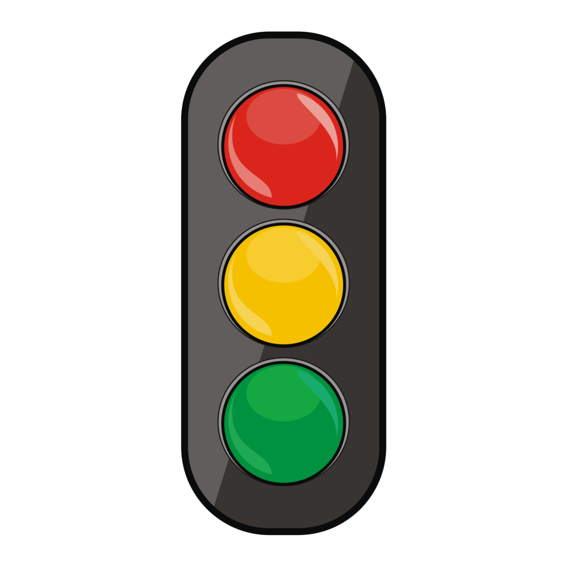 a traffic light with three red and green lights