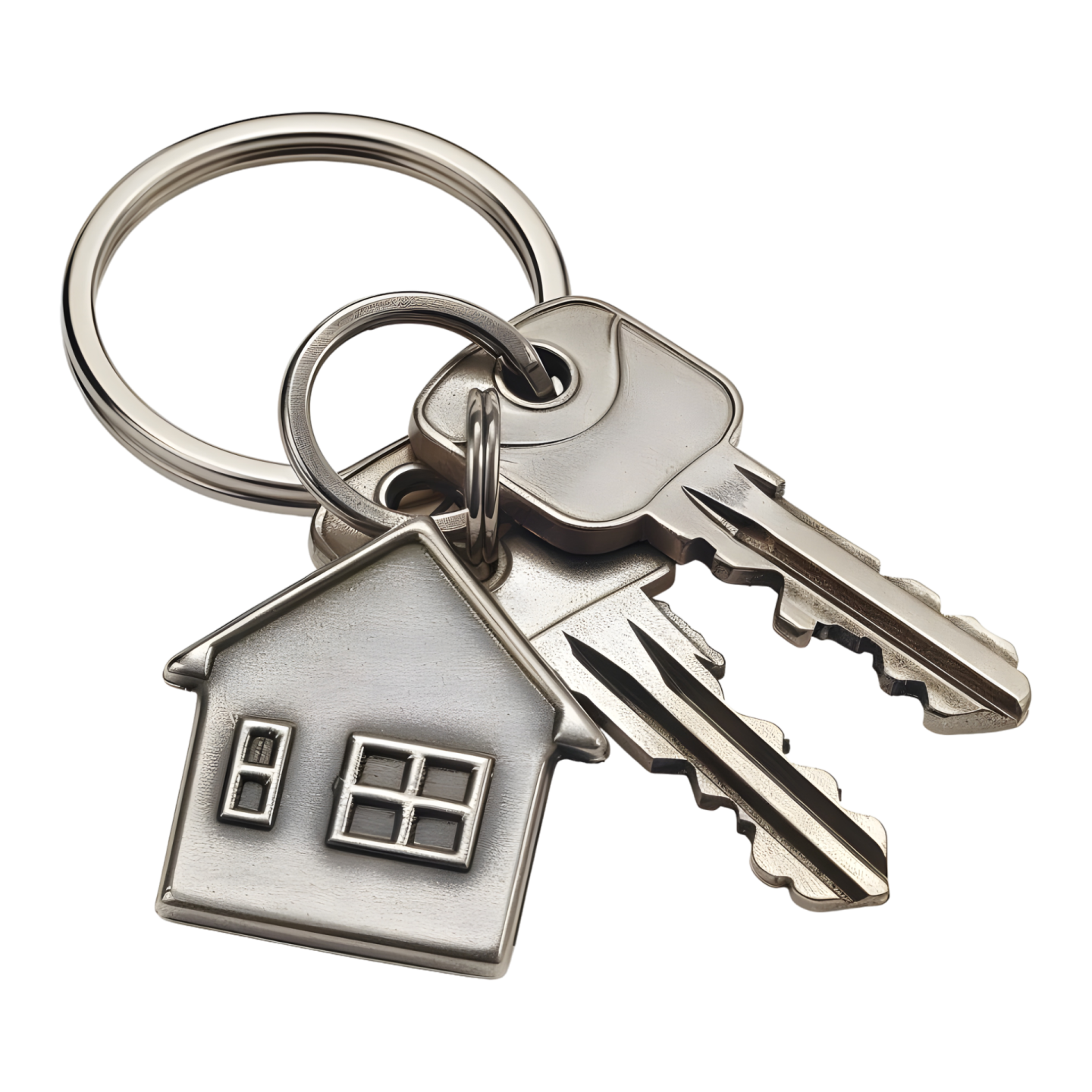 a house shaped keychain on a white background