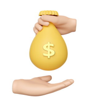 a hand holding a yellow bag with a dollar sign