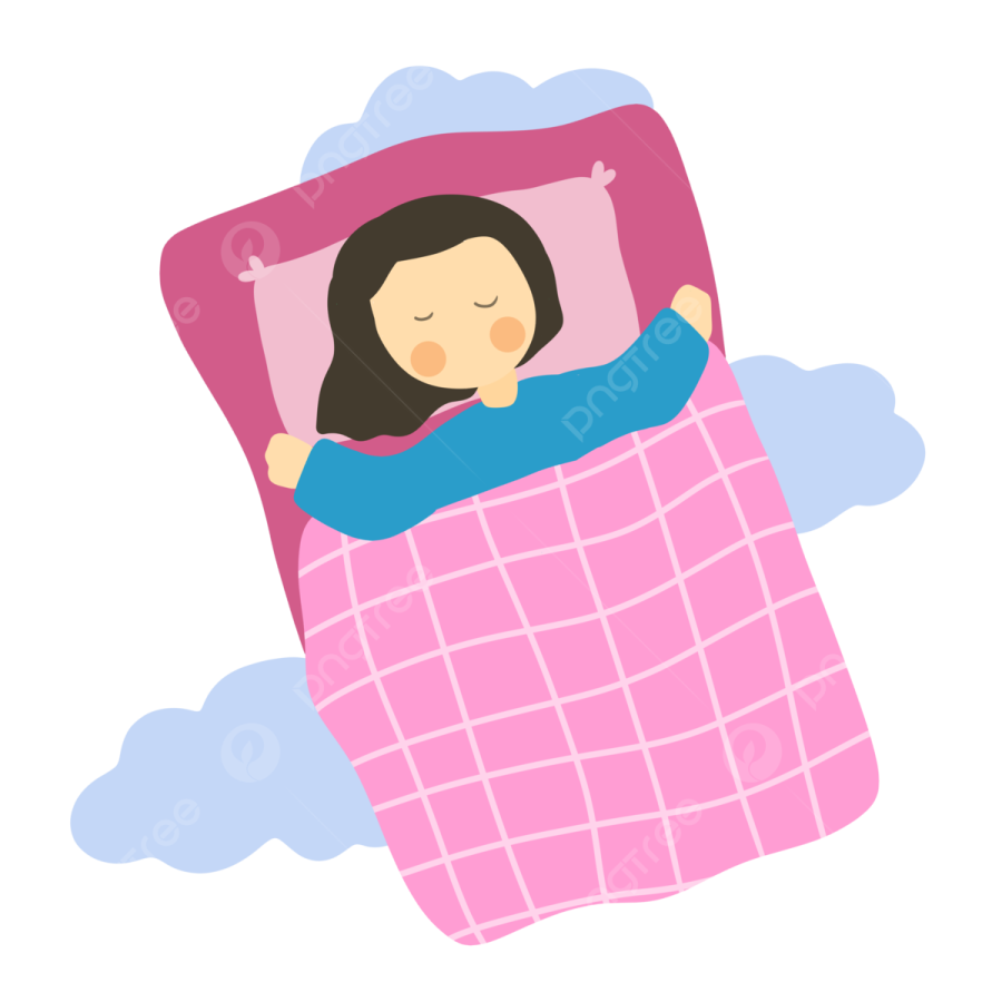 a girl sleeping in bed with her head on the pillow