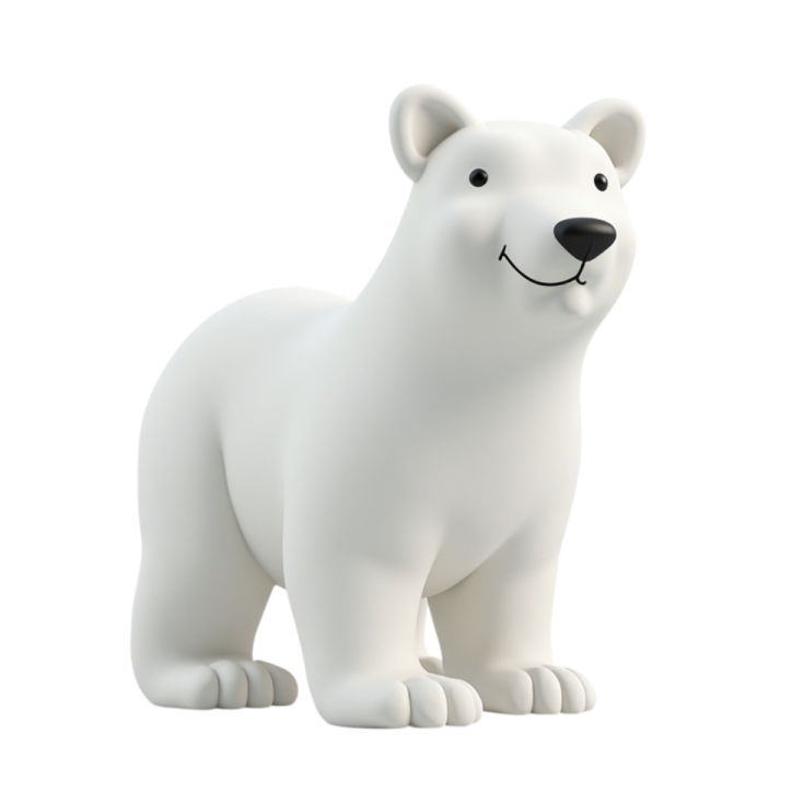 a small white polar bear toy on a white background