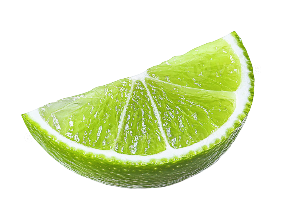 a slice of lime on a white background