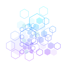 a white background with blue and green hexagons