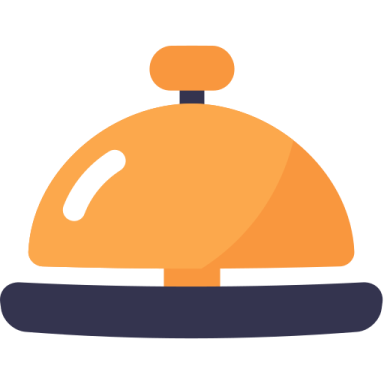 an orange bell with a bell on top