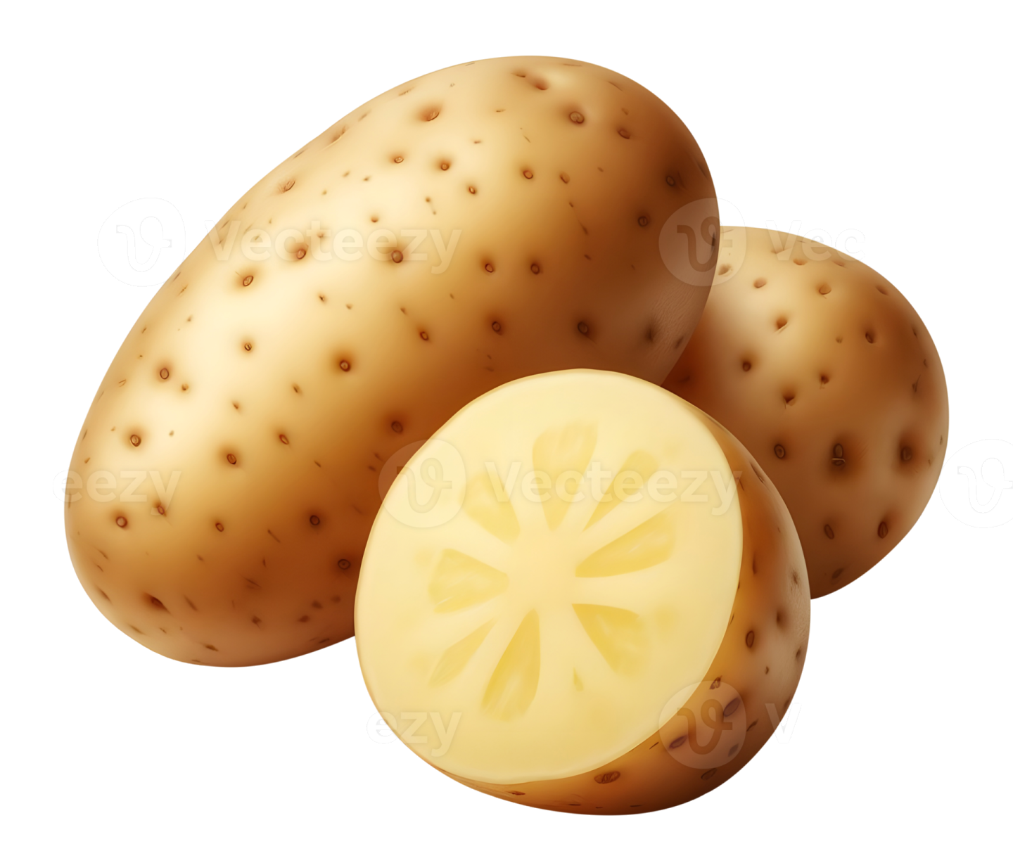 two potatoes on a white background