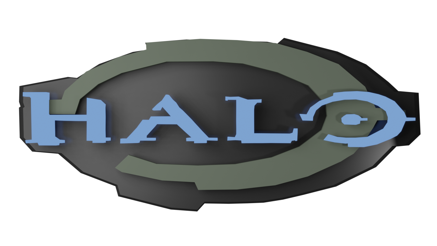 a black and blue logo with the word halo