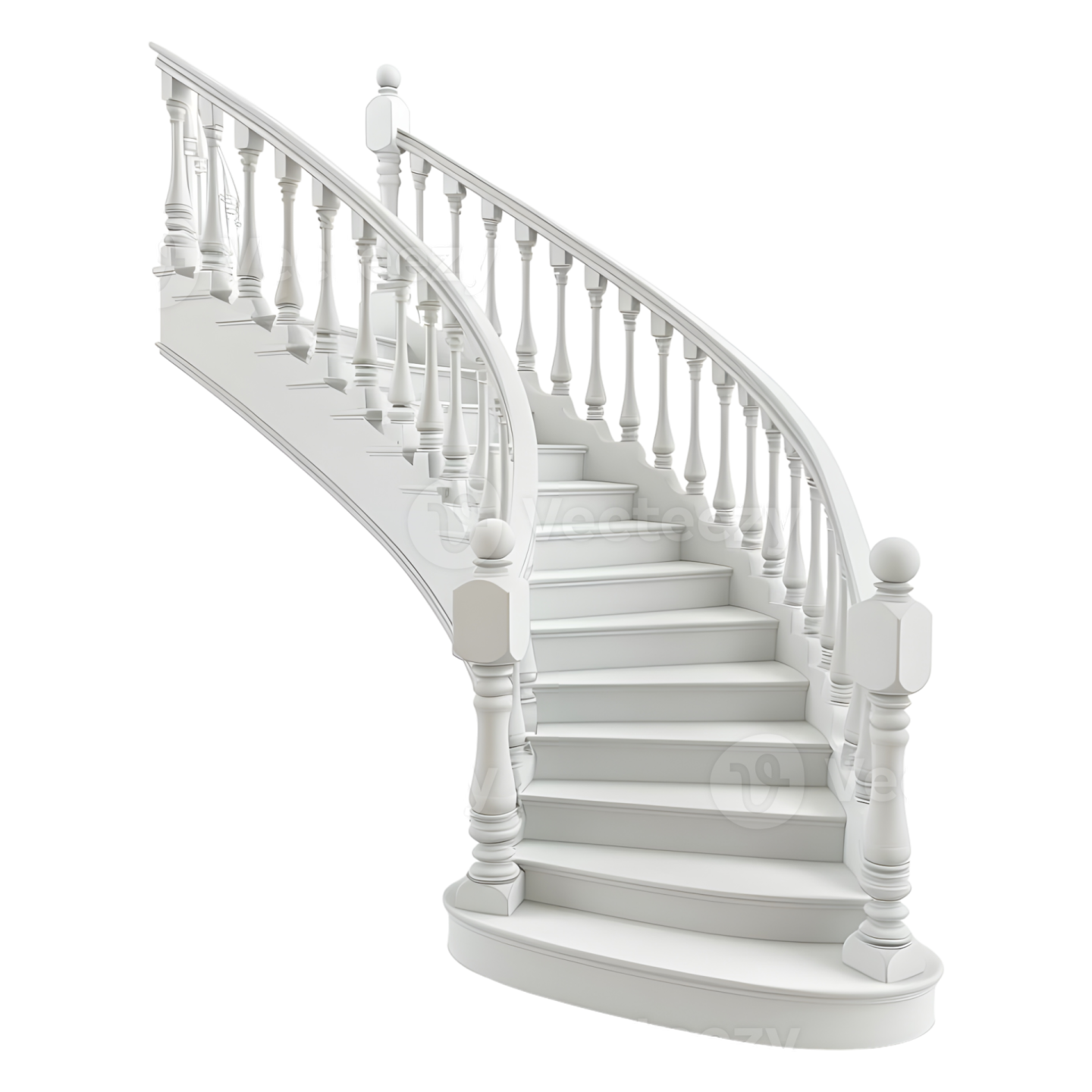 a 3d model of a white staircase