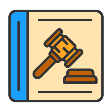 a judge's book with a hammer on top