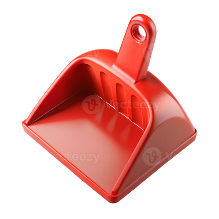 a red snow shovel on a white background