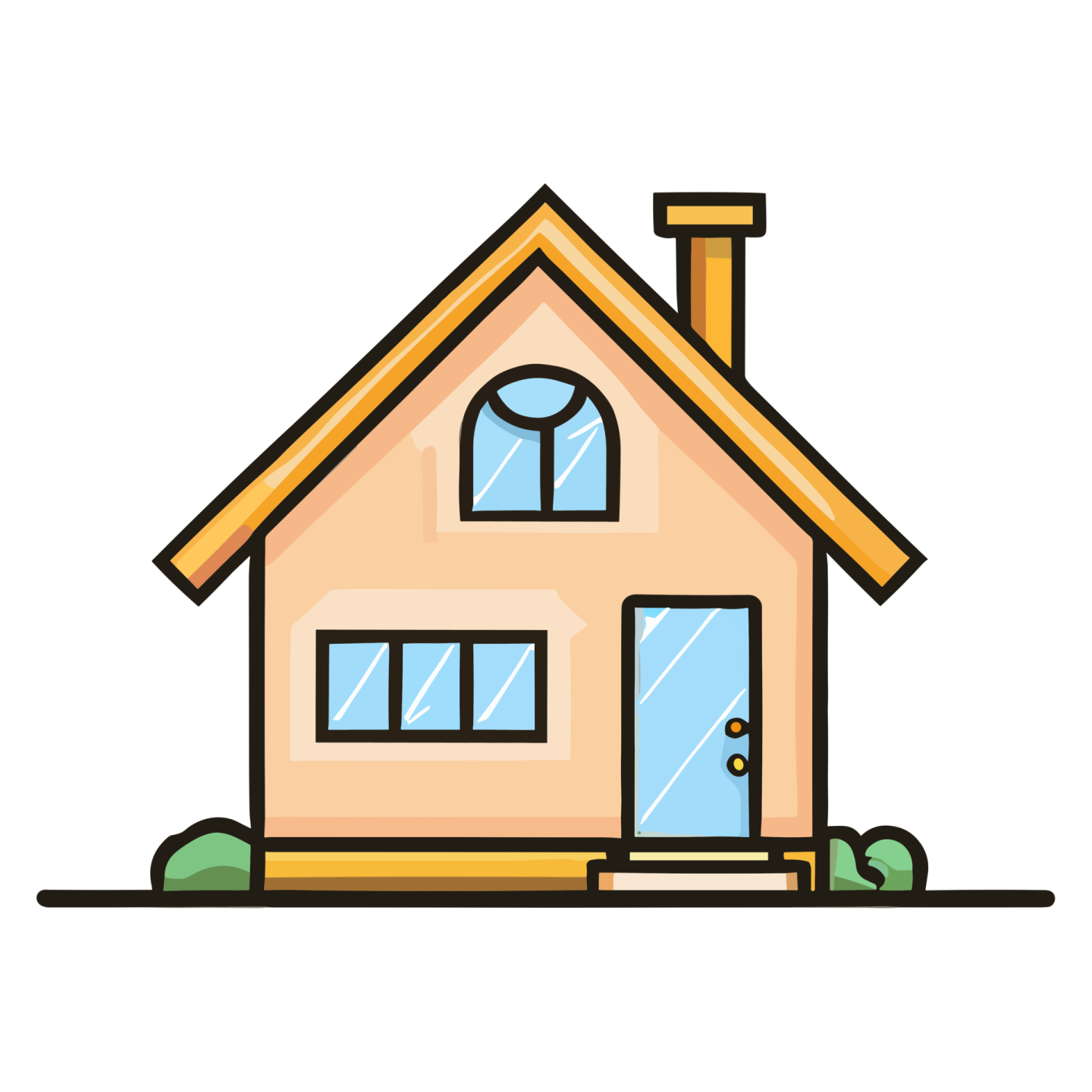 a house with a roof and windows