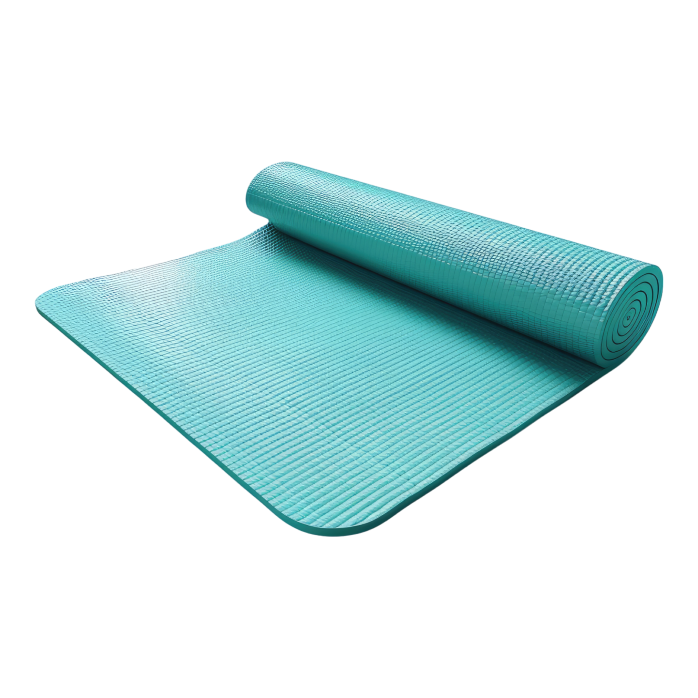 a blue yoga mat on a white background